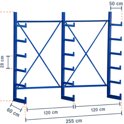 Guter Preis Verstellbarer Kragarmregal 4ft Breite 1500-3000kg Tragfähigkeit Online