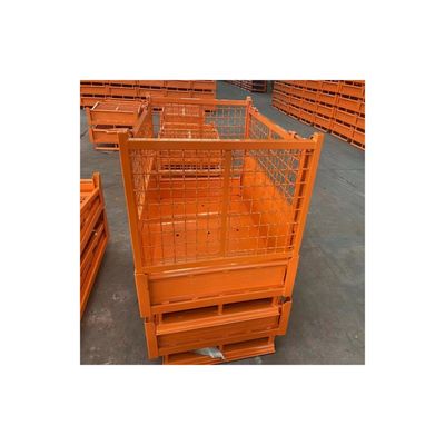 Good price Stackable Wire Mesh Storage Foldable Metal Cage Bins , Collapsible Stackable Steel Pallet Bins online